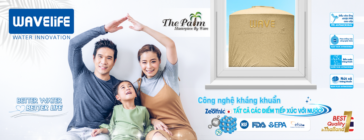 Bồn nước The Palm kháng khuẩn tại mọi điểm tiếp xúc với nước